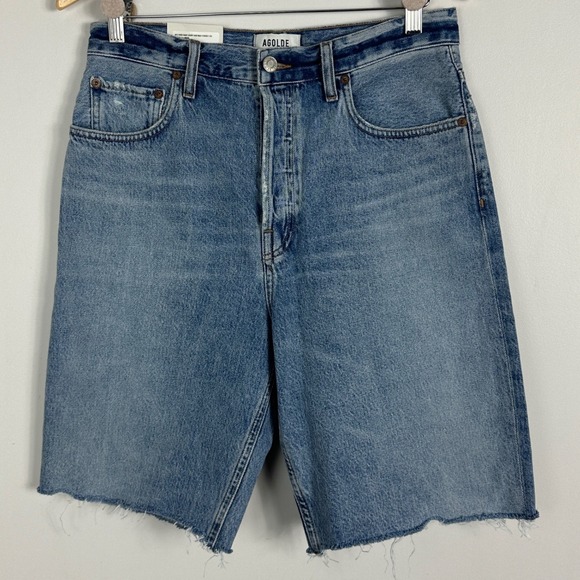Agolde 90s Pinch Waist Shorts Marquee Blue Womens Size 28 NEW Raw Hem A9011-983 - Picture 3 of 16